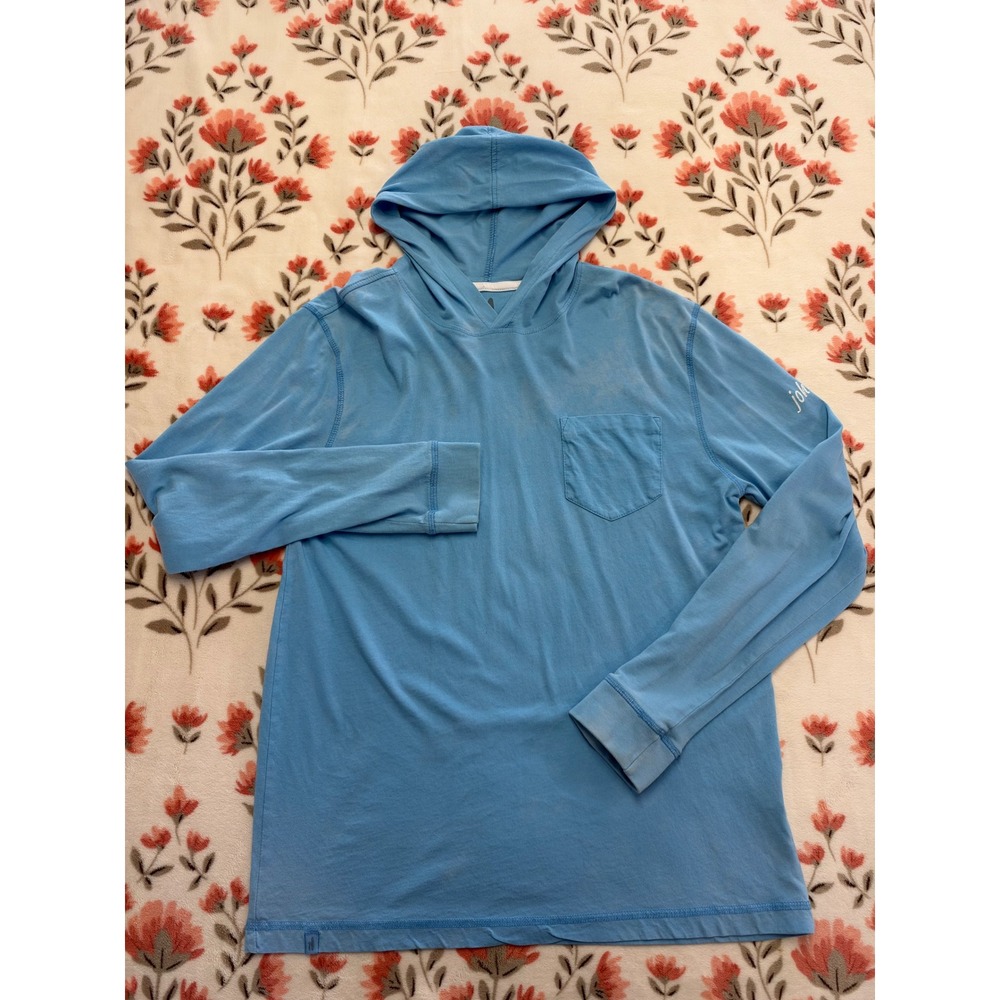 Johnnie-O Mens Blue 100% Cotton Lightweight Long Sleeve Pocket Hoodie Size Small